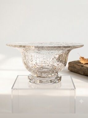 Southern Living Vintage Hand Blown Glass Pedestal Bowl Clear Candle Display